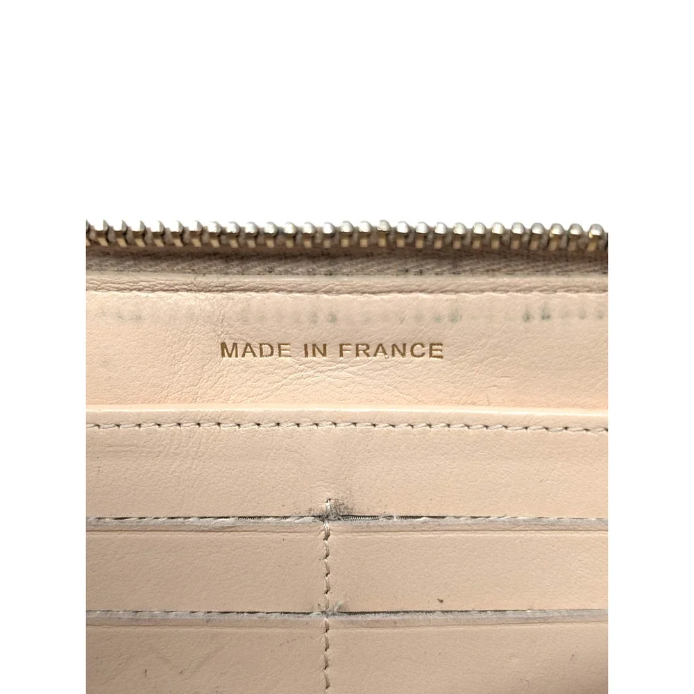 Chanel Beige Caviar Leather Zip Around‎ Wallet CC Quilted Logo Series 15